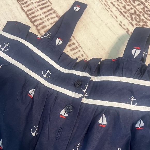 NWT Janie and Jack girl navy sailboat and anchor printed bow tank top size 6 - Picture 5 of 5